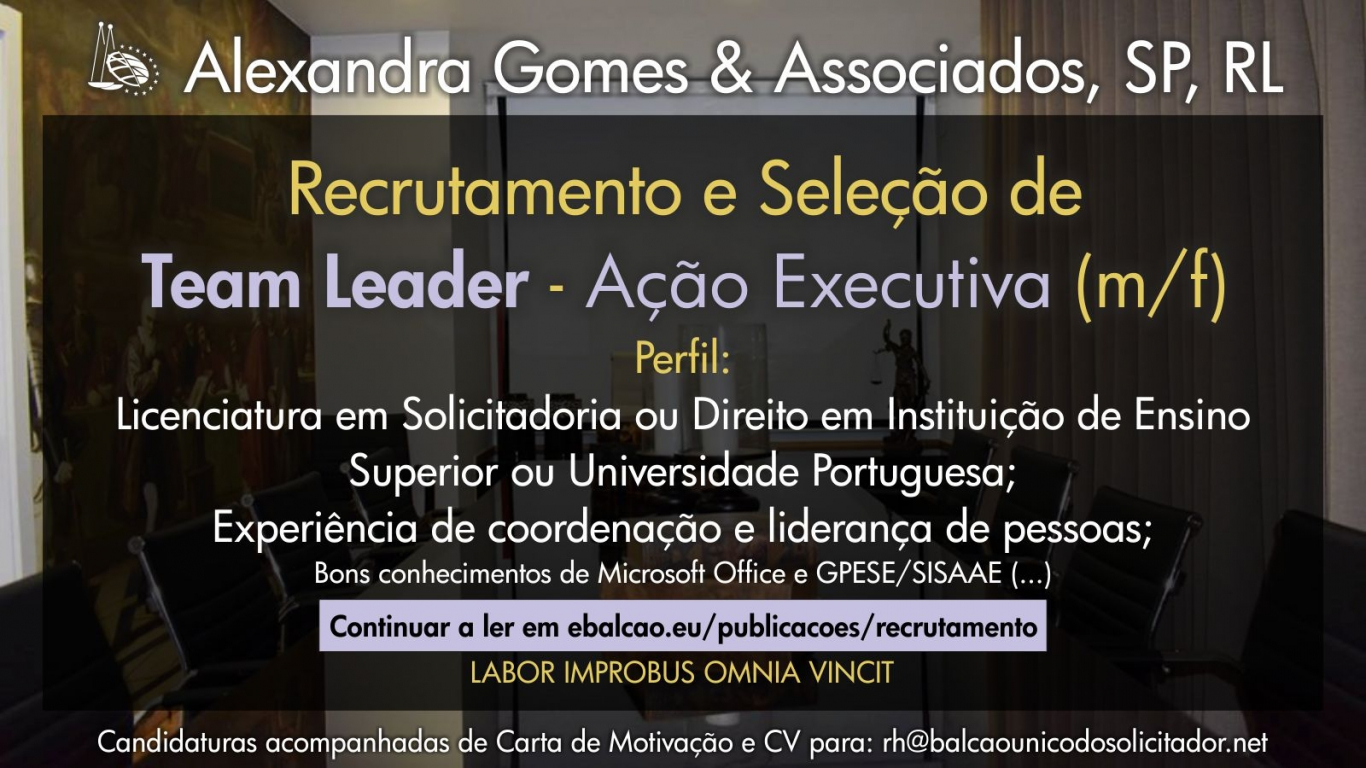 Recrutamento e Sele&ccedil;&atilde;o de Team Leader - A&ccedil;&atilde;o Executiva